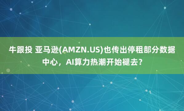牛跟投 亚马逊(AMZN.US)也传出停租部分数据中心，AI算力热潮开始褪去？