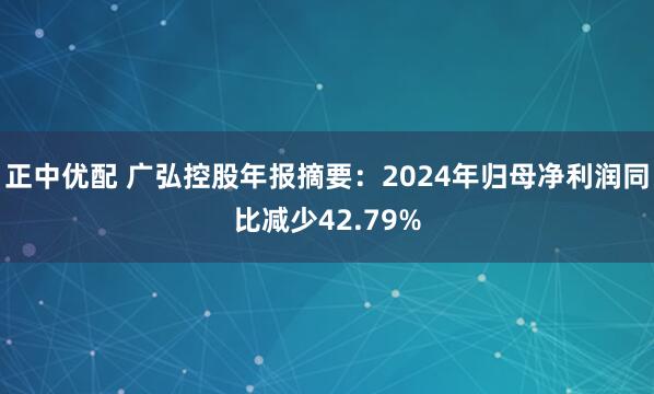 正中优配 广弘控股年报摘要：2024年归母净利润同比减少42.79%