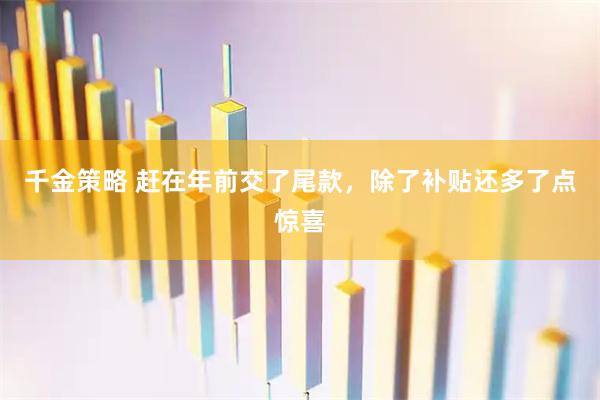 千金策略 赶在年前交了尾款，除了补贴还多了点惊喜